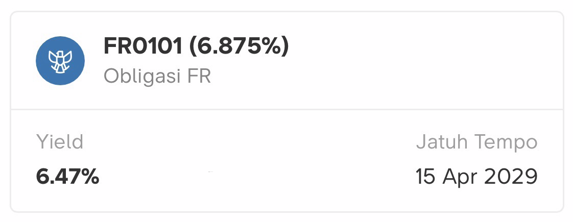 FR0101, kupon 6.875%, yield 6.47%, jatuh tempo 15 Apr 2029